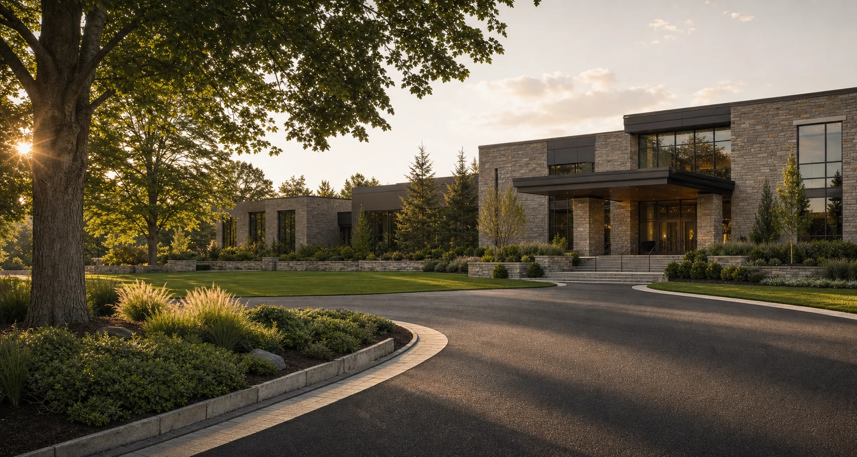 Representative commercial property with maintained landscape and arrival areas